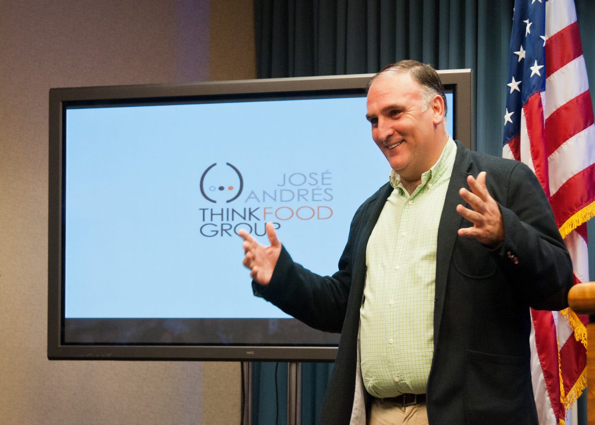 Chef Jose Andres speaks at the White House Liason Weekly Political Appointees Meeting