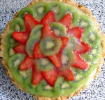 Tarta de frutas y crema pastelera Tarta de crema pastelera, fresas y kiwi