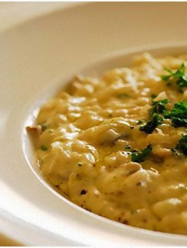 Risotto de setas y queso dulce de montaña