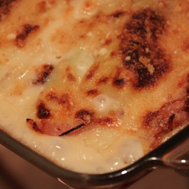 Puerros gratinados