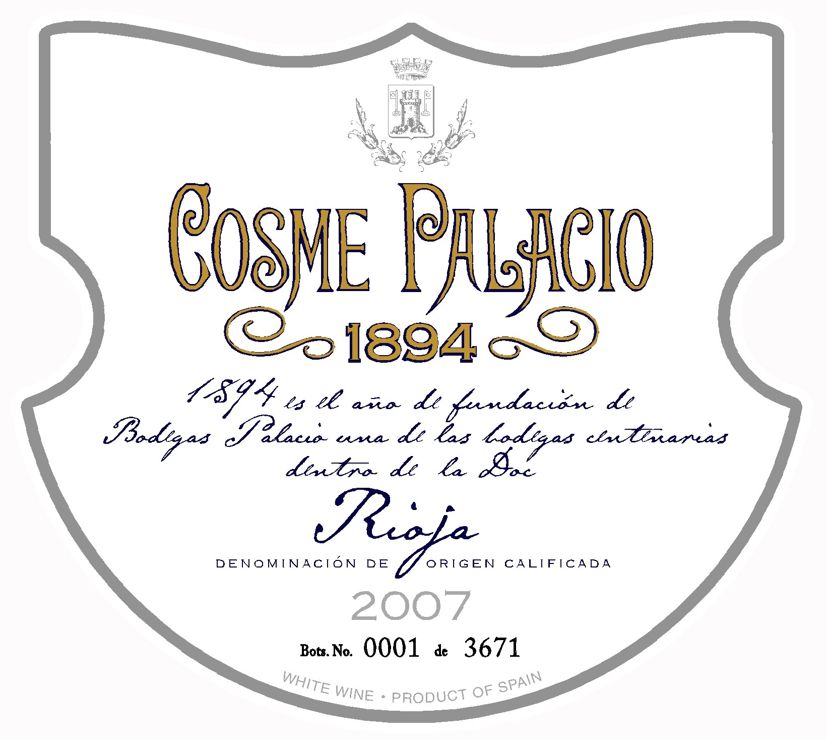 Cosme Palacio etiqueta