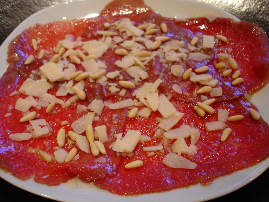 Carpaccio marinado en aceite de oliva