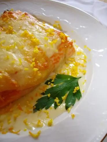 Salmón con Idiazabal en crema cítricos