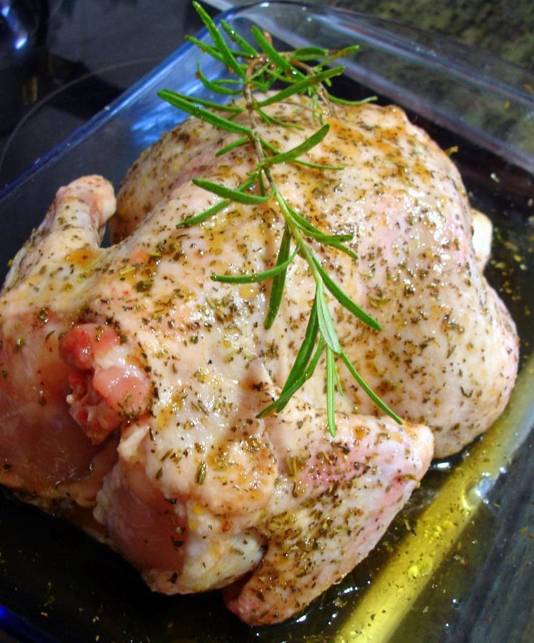 Pollo a la miel de romero asado