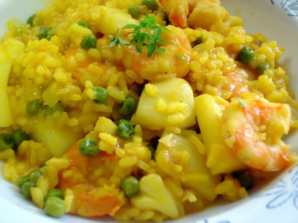 Arroz con sepia y langostinos