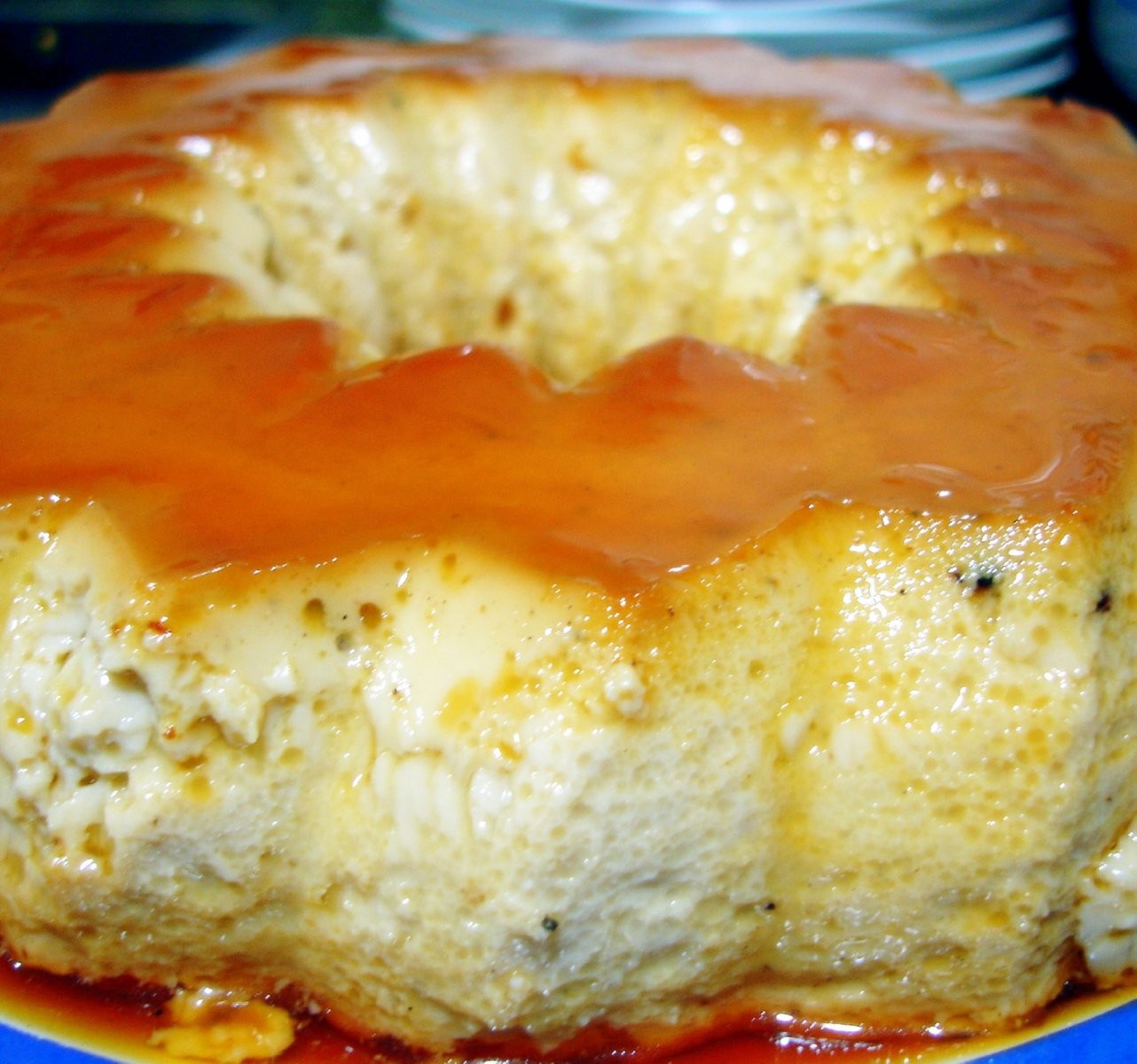 Flan de piñones con miel