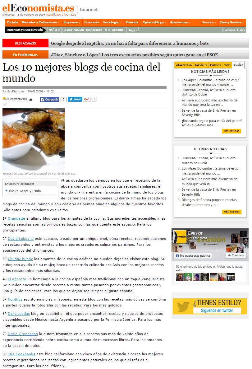 Los 10 mejores blogs de cocina del mundo