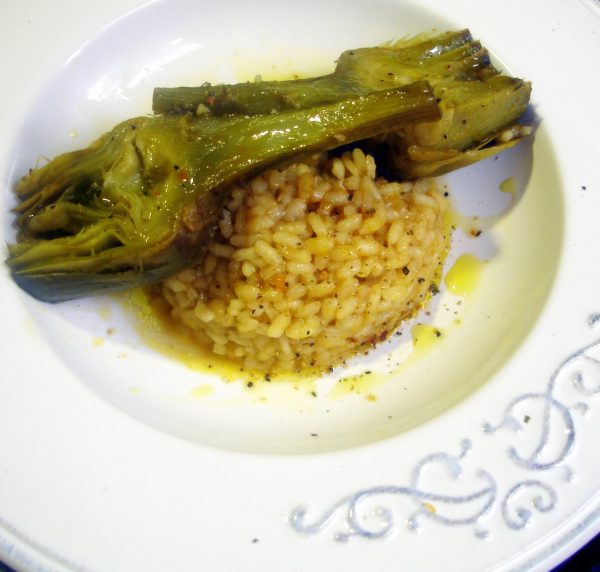 Arroz con alcachofas