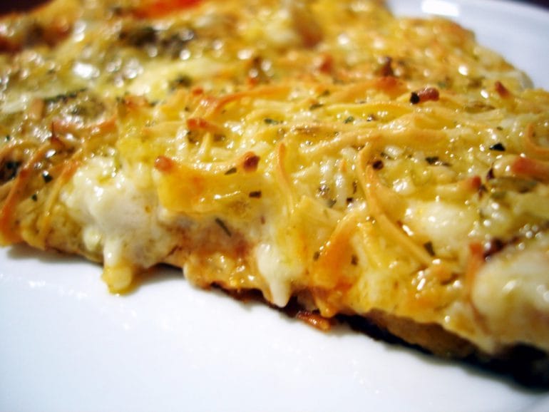Pizza de calabacín y beicon