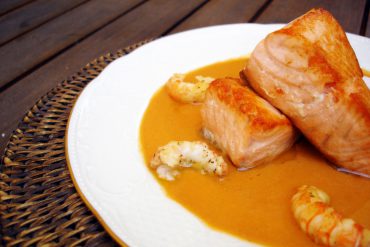 Receta de salmon en crema de cigalas