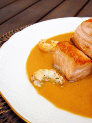 Receta de salmon en crema de cigalas