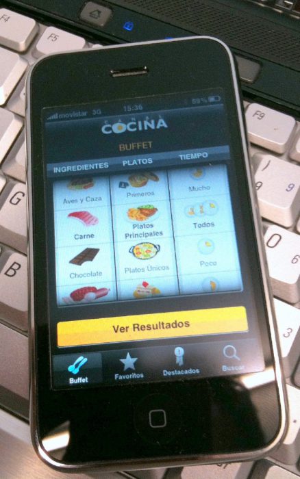 Canal Cocina en el iPhone 3