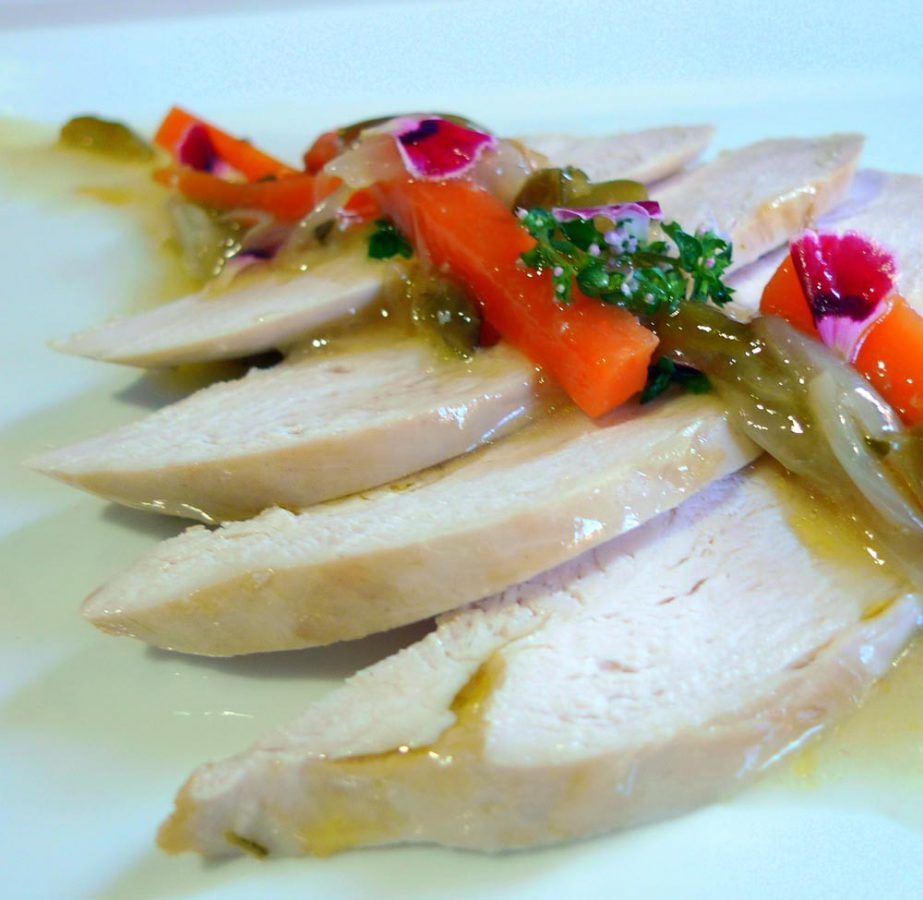 Receta de Pechuga de pollo en escabeche de manzanilla