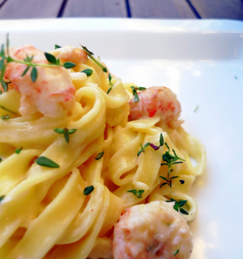 Receta de pasta Tagliatelles con colas de cigalas