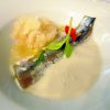 Ajo blanco de piñón de Pedrajas, sardina marinada con hojas anisadas y granizado de uva-2010