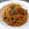 Arroz con pollo de corral y secreto de cerdo ibérico