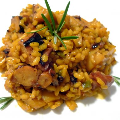 Arroz con sepia y pulpo