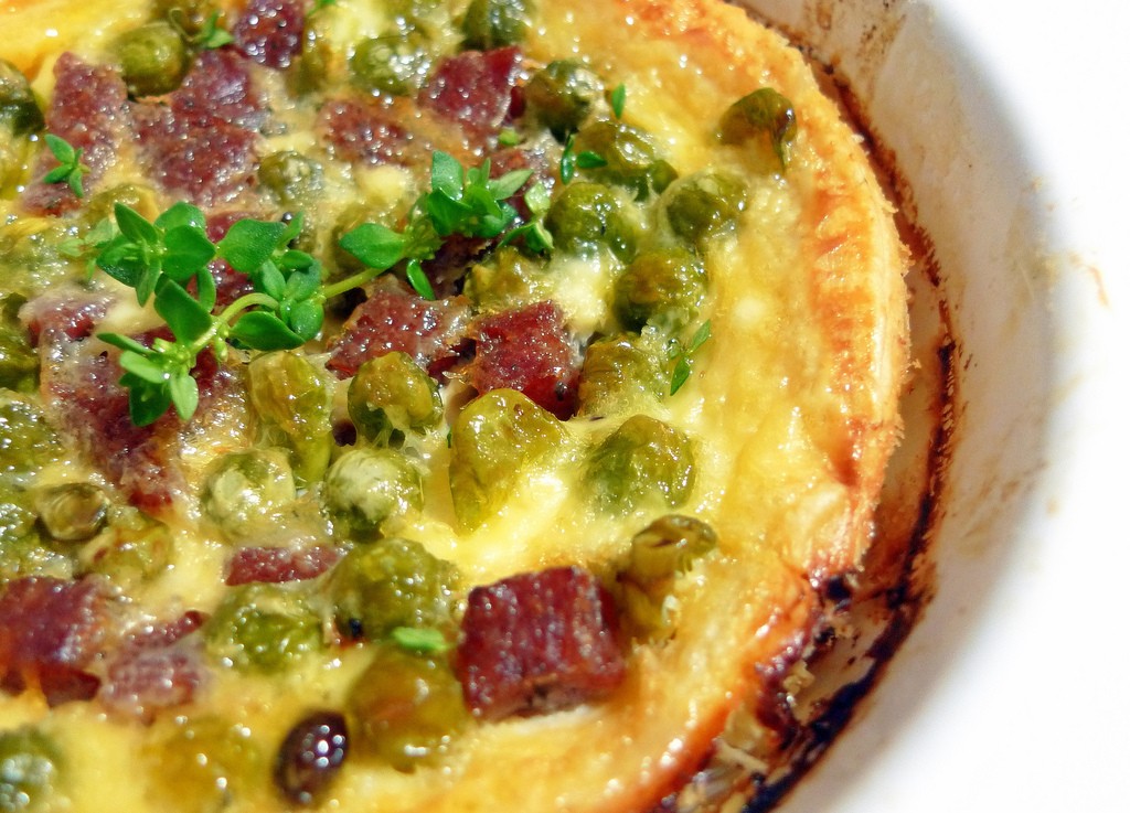 quiche de guisantes y salami al tartufo 1