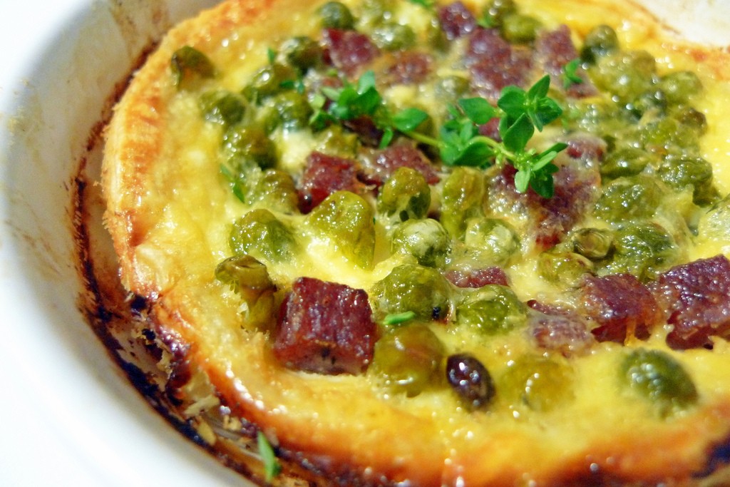 quiche de guisantes y salami al tartufo 2