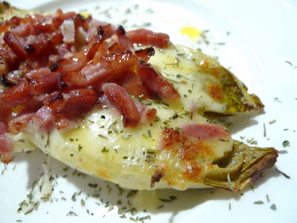 Endivias gratinadas con tocineta ahumada 1