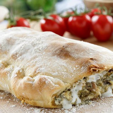 Calzone de Philadelphia, champiñón y berenjenas