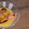 Gazpacho de mandarina con mejillones y langostino 10