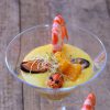 Gazpacho de mandarina con mejillones y langostinos 8