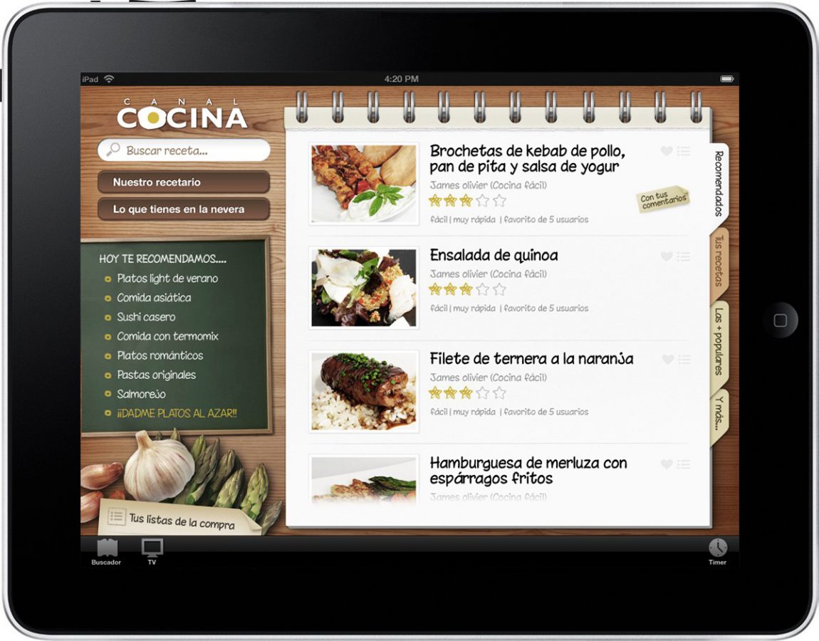 Canal Cocina en el iPad