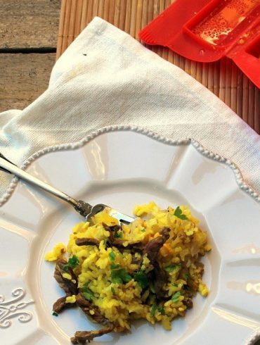 arroz con ternera en estuche de vapor de Lekue