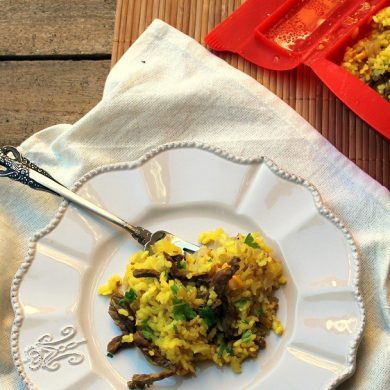 arroz con ternera en estuche de vapor de Lekue