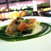 Salmonete de costa a la plancha con judias verdes y emulsión de berros