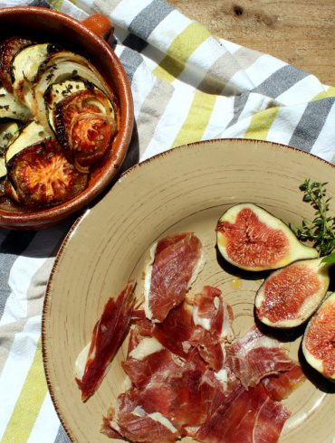 Verduras al horno con jamón y brevas 2