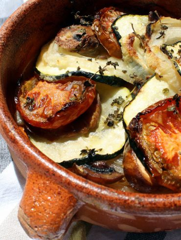 Verduras al horno con jamón y brevas 4