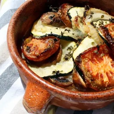 Verduras al horno con jamón y brevas 4