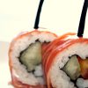 Sushi con jamon, melon y tomate