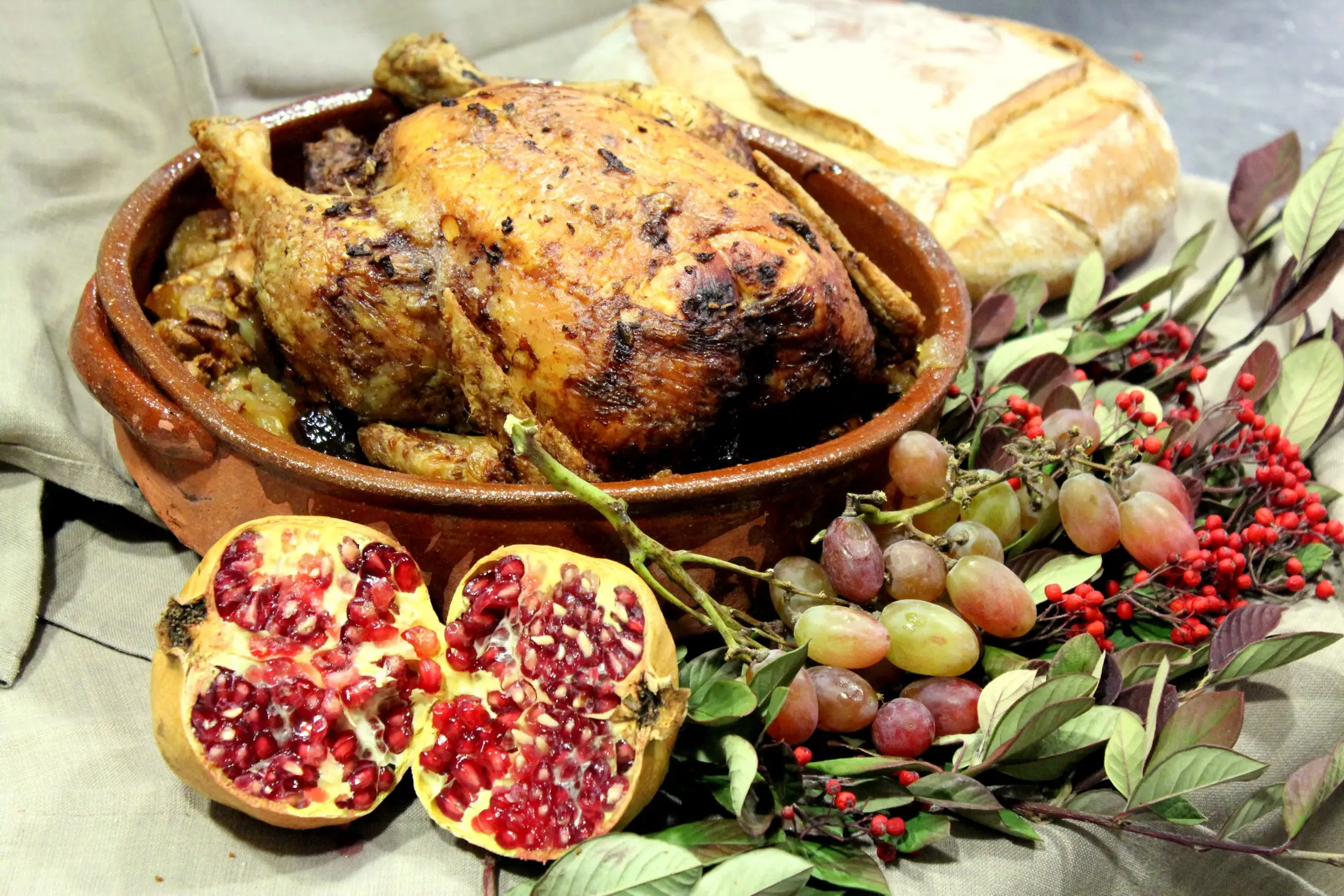 Pularda asada para navidad