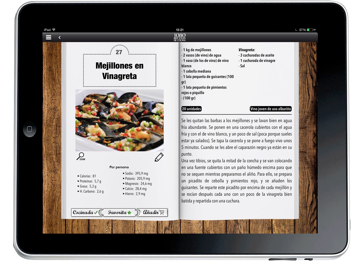 1080 recetas de cocina - aplicación