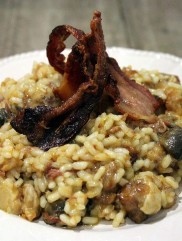 arroz con rabo desmigado, careta y papada de cerdo ibérico