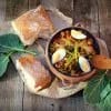 garbanzos con verdura y panceta