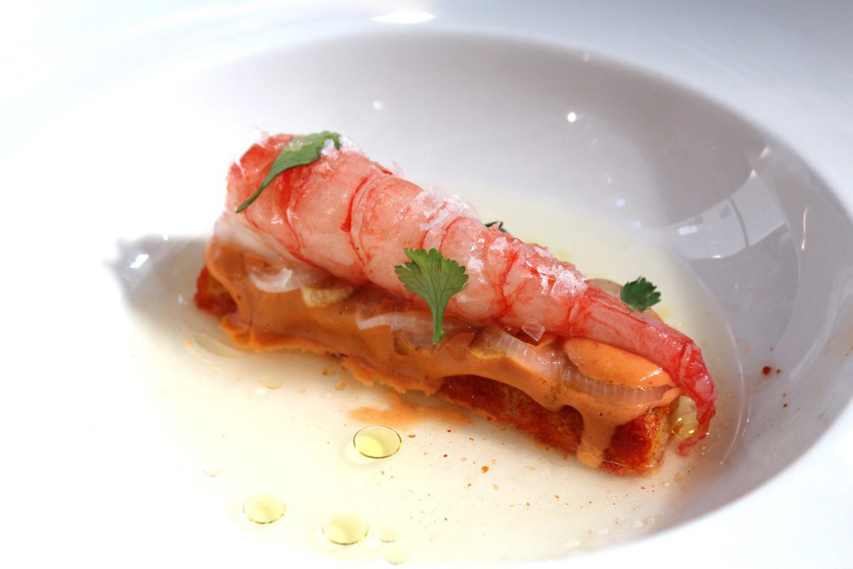 Gamba de Dénia Inyectada, Sobao de Aceite de Oliva y Tomate - Germán Espinosa