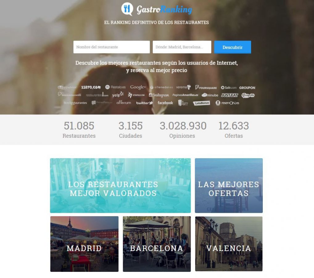 GastroRanking, el buscador de ofertas y opiniones de restaurantes