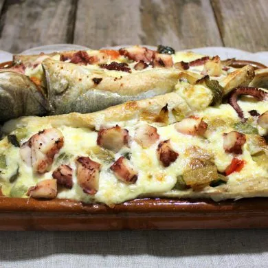 lubinas rellenas de verduras