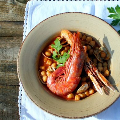 Garbanzos con marisco