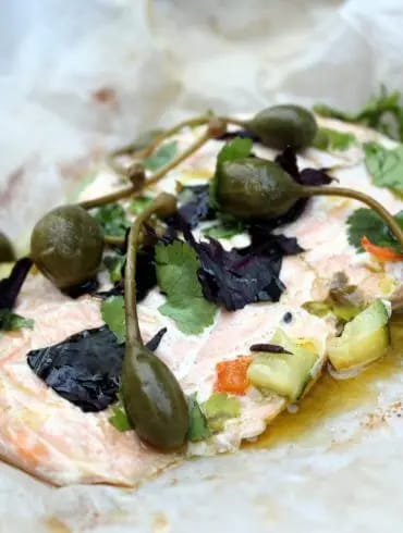 Salmón en papillote con verduras