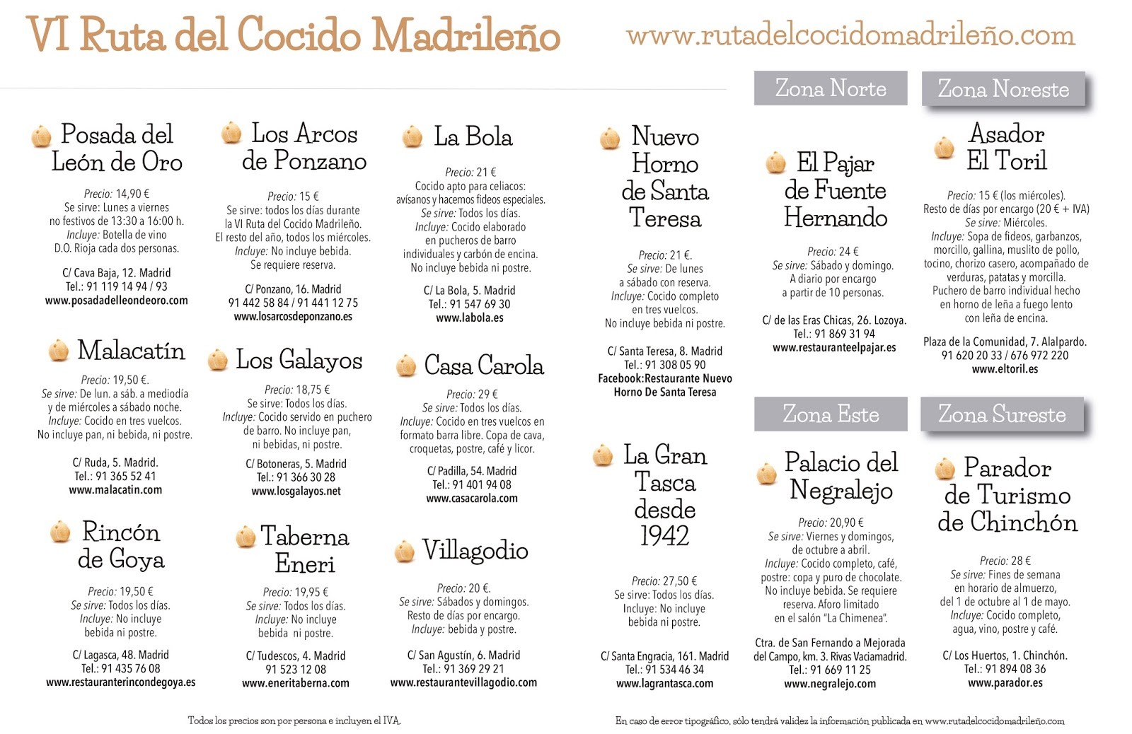 VI Ruta del Cocido Madrileño