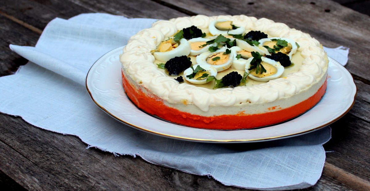 Pastel de pimientos del piquillo y brandada de bacalao