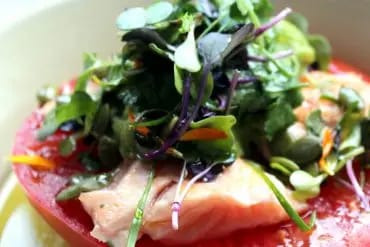 Tomate con salmón y aguacate 4
