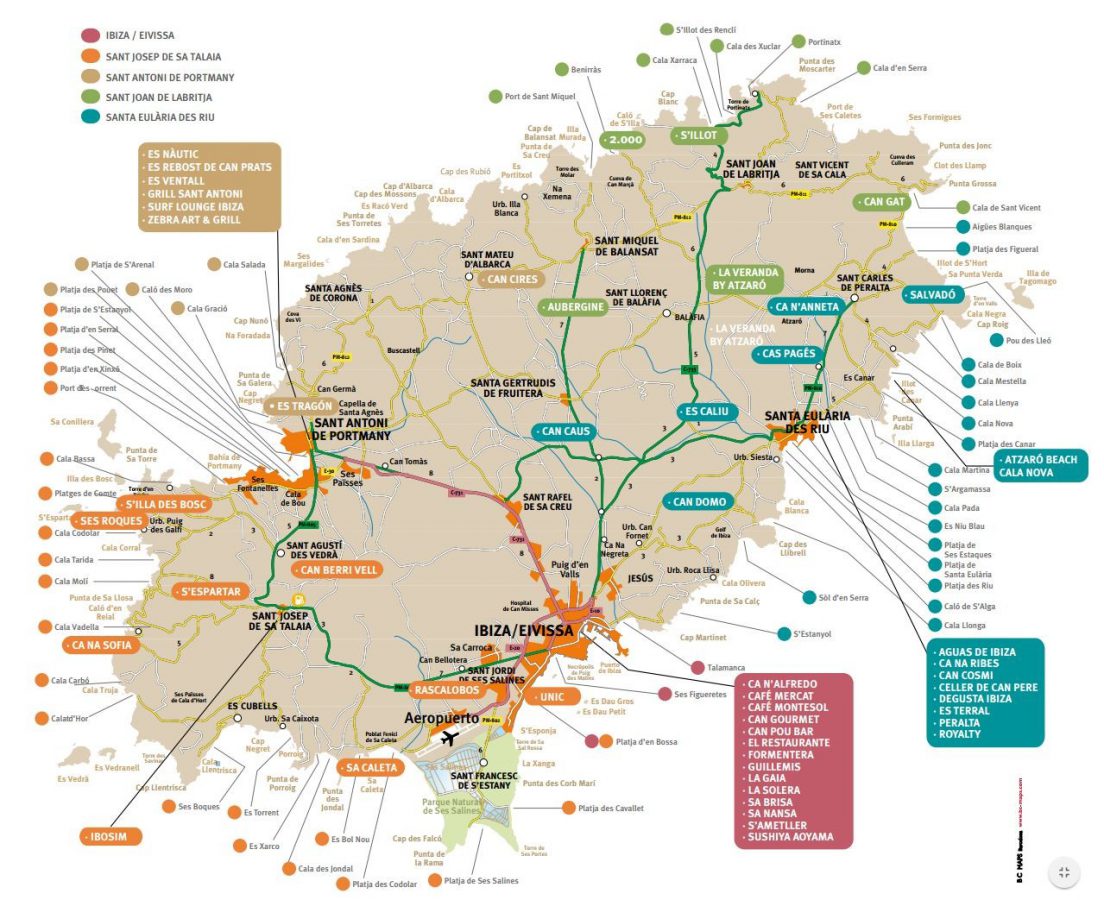 Mapa Jornadas Gastronómicas de primavera Ibiza Sabor 2017