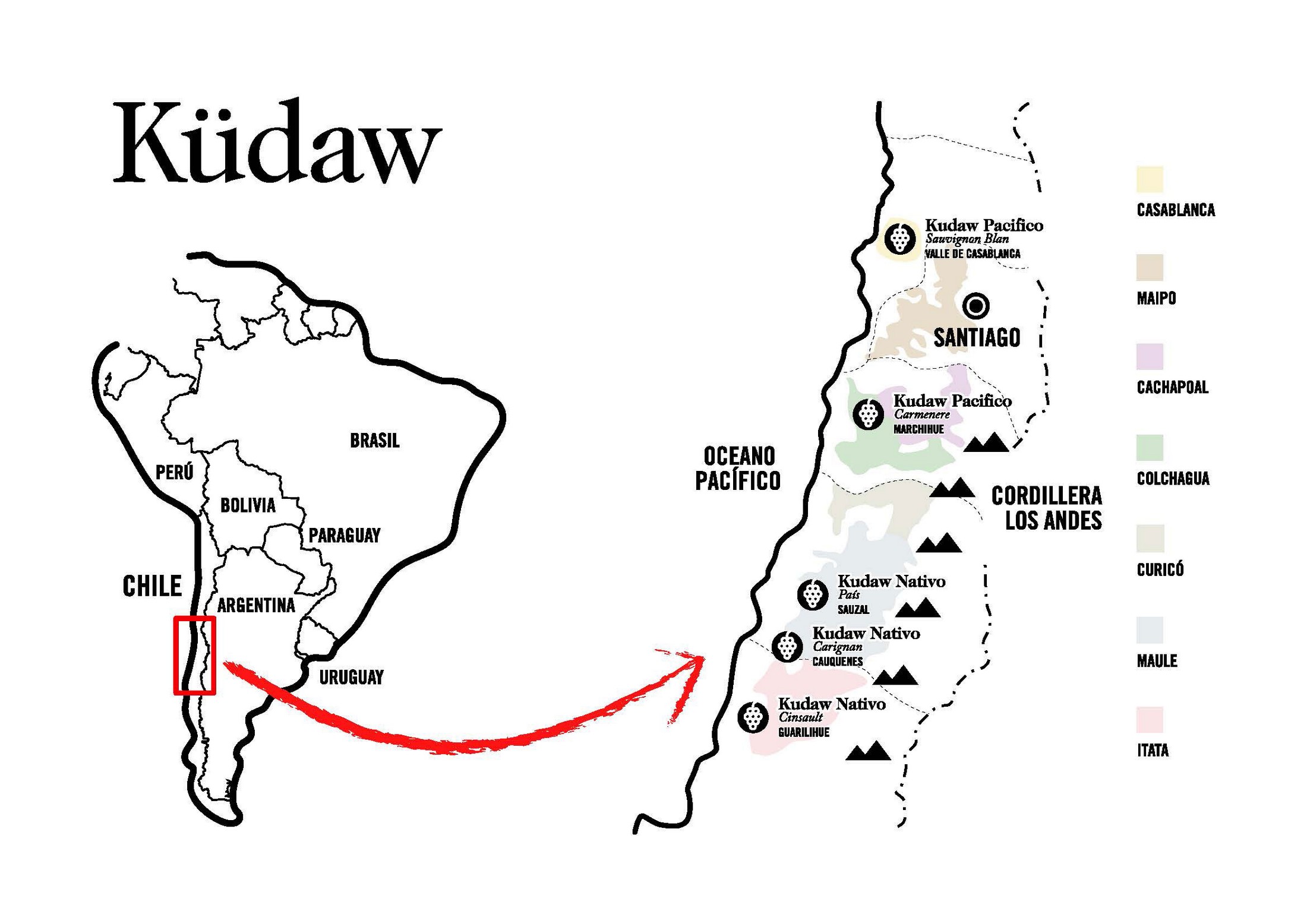 Mapa de Küdaw, los vinos chilenos de Vintae