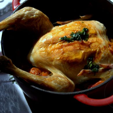 Pollo asado en cocotte